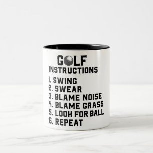 Funny Golf Instructions Two-Tone Coffee Mug