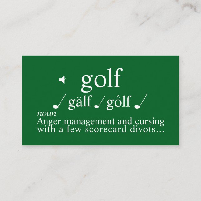 Funny Golf Instructor  Anger  Management on Green  Business Card (Front)