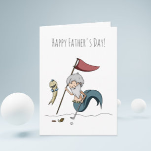 Funny Golf Mermaid Man Father's Day  Card