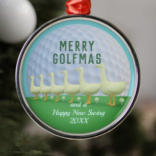 Funny Golf Merry Golfmas Golfer Metal Ornament