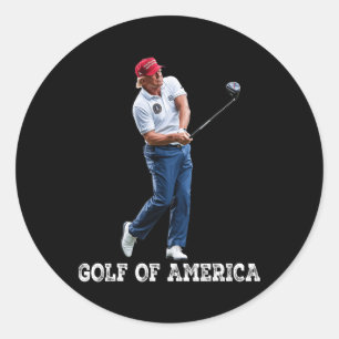 Funny Golf Of America Donald Trump 1 Classic Round Sticker