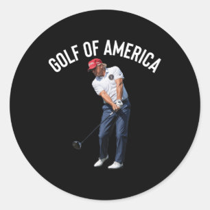Funny Golf Of America Donald Trump 2 Classic Round Sticker
