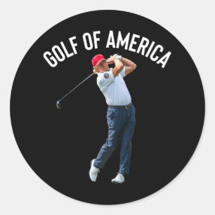 Funny Golf Of America Donald Trump  Classic Round Sticker