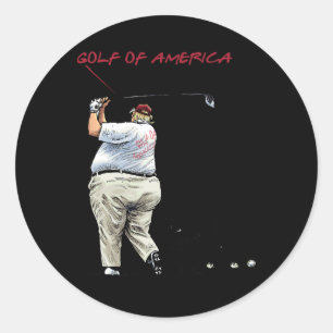 Funny Golf Of America Donald Trump Mexico Golfing Classic Round Sticker