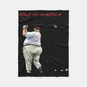 Funny Golf Of America Donald Trump Mexico Golfing  Fleece Blanket