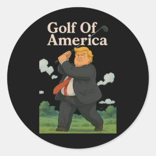 Funny Golf Of America Donald Trump Pun Classic Round Sticker