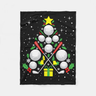 Funny Golf Player Xmas Lights Golf Christmas Tree  Fleece Blanket