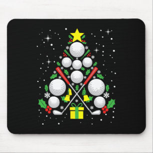 Funny Golf Player Xmas Lights Golf Christmas Tree  Mouse Pad