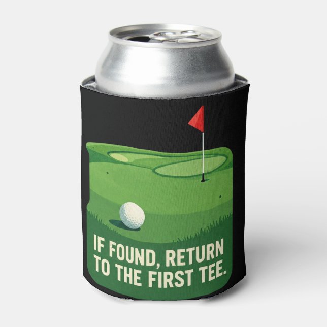 Funny Golf Quote Can Cooler on Golf Course Green  (Can Front)
