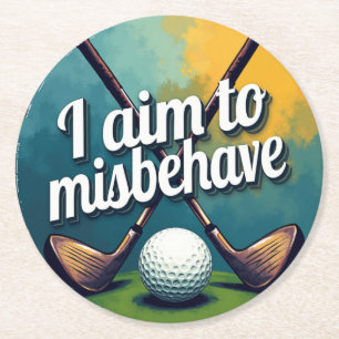 Funny Golf Quote with Vintage Style Round Paper Coaster