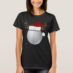 Funny Golf Reindeer Santa Hat Christmas Pyjamas Ho T-Shirt