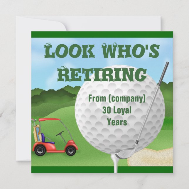 Funny Golf  Retirement Invitations TEMPLATE (Front)