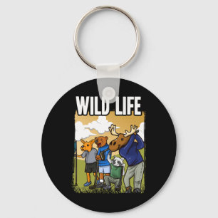 Funny Golf Shirt With Deer Racoon Moose Bear Golf Key Ring