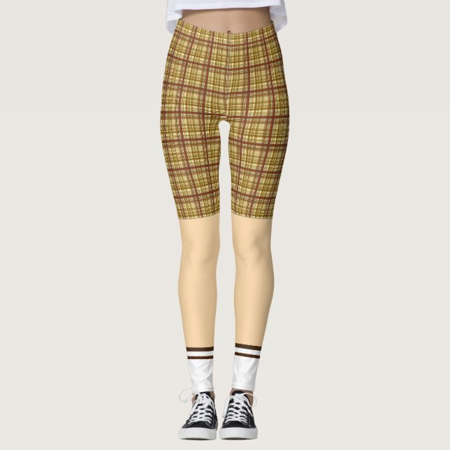 Funny golf shorts socks plaid pattern leggings (Front)