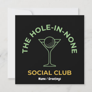 Funny Golf Social Club Humour Hole-In-None Martini Invitation