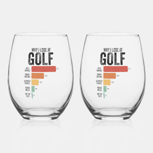 Funny Golf Sport Why I Lose At Golfing Game Retro Stemless Wine Glass