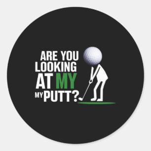 Funny Golf Stick Figure Looking At My Putt  Classic Round Sticker