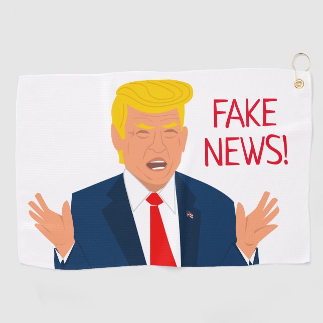 Funny golf towel gift with Donald Trump cartoon (Horizontal)