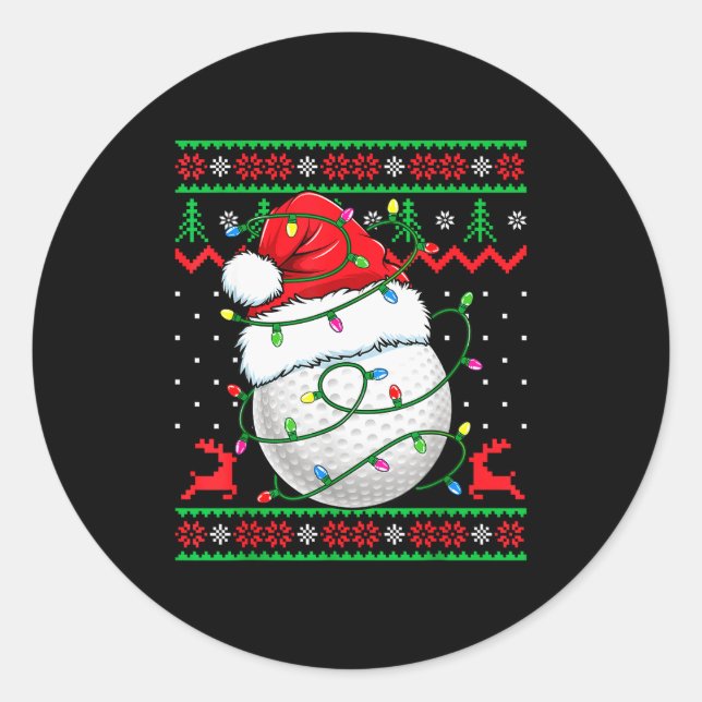 Funny Golf Ugly Christmas Sweater Womens Mens Golf Classic Round Sticker (Front)