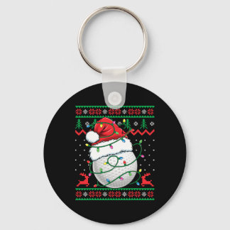 Funny Golf Ugly Christmas Sweater Womens Mens Golf Key Ring
