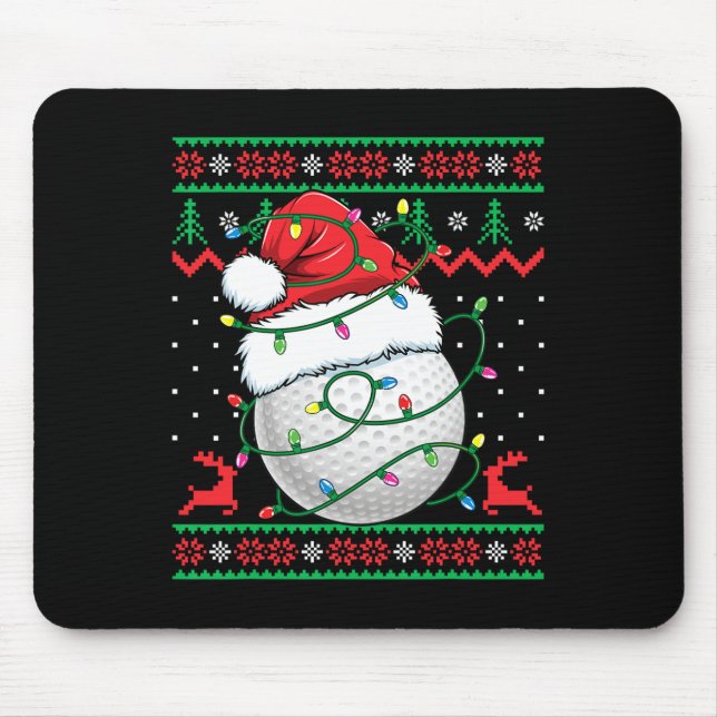 Funny Golf Ugly Christmas Sweater Womens Mens Golf Mouse Pad (Front)
