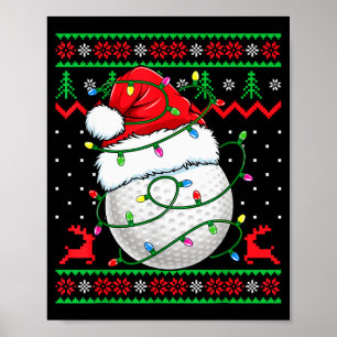 Funny Golf Ugly Christmas Sweater Womens Mens Golf Poster