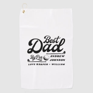 Funny Golfer Best Dad By Par   Monogram Name Golf Towel