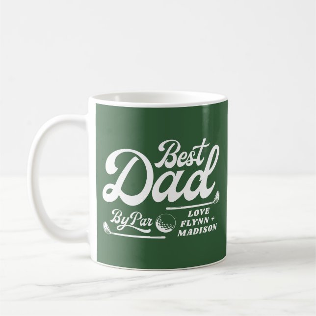Funny Golfer Best Dad By Par Photo | Father's Day  Coffee Mug (Left)
