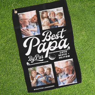 Funny Golfer Best Dad By Par Photo Father's Day Golf Towel