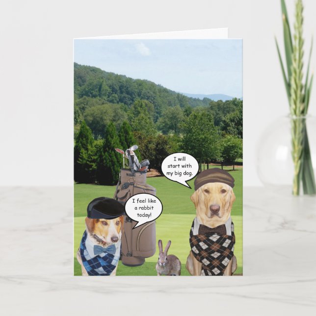 Funny Golfer Birthday/Funny Dog Golfer Card (Front)
