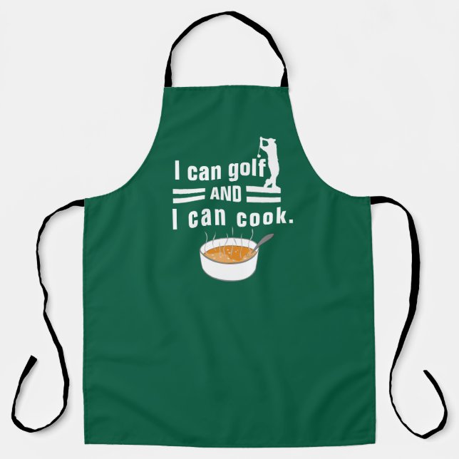 Funny Golfer Can Cook Quotes LOL Humour Golfer Apron (Front)