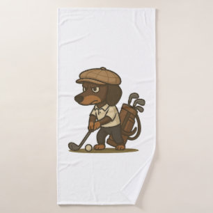 Funny Golfer Gift � Dachshund on the Tee Bath Towel