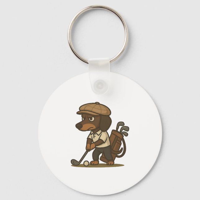 Funny Golfer Gift � Dachshund on the Tee Key Ring (Front)