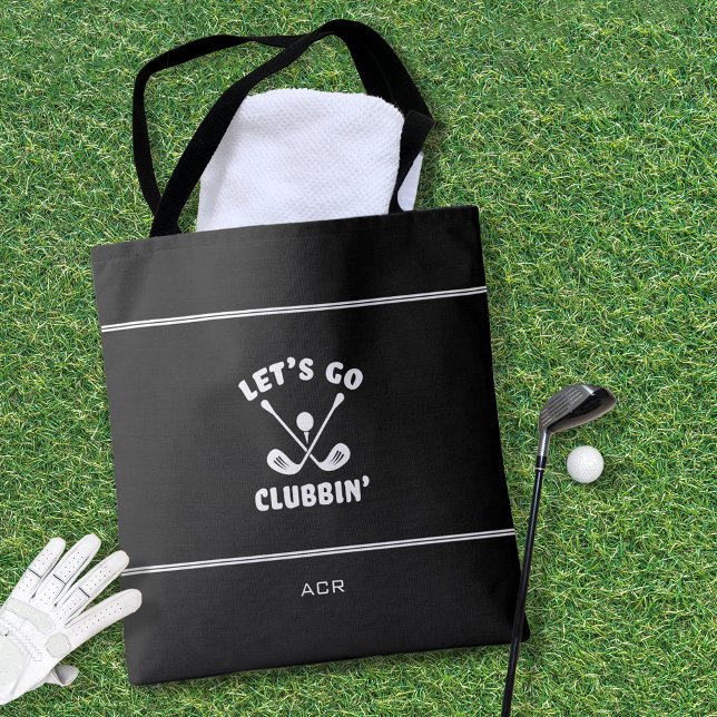 Funny Golfer Golf Club Humour Modern Sports Black Tote Bag (Funny Golfer Golf Club Humor Modern Sports Black Tote Bag)