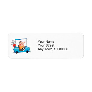 funny golfer in golf cart return address label