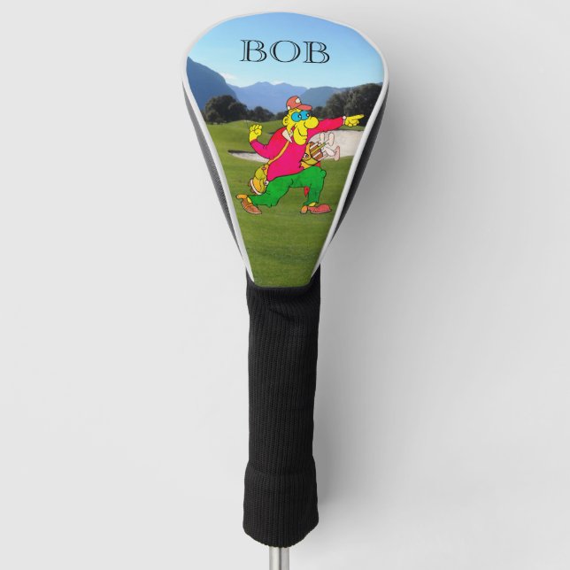 Funny Golfer Personalised Name or Monogram  Golf Head Cover (Front)