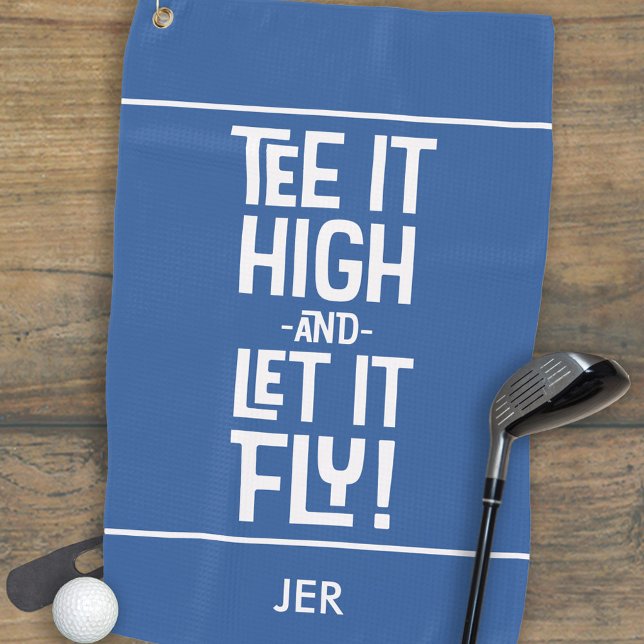Funny Golfer Quote Custom Royal Blue  Golf Towel (Golfer Golf Tee Humor Funny Sports Monogram Blue Golf Towel)