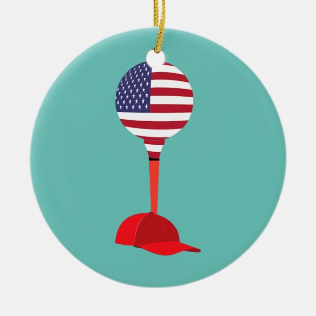 Funny Golfing Baseball Cap apparel Sports Hat Ceramic Ornament (Front)