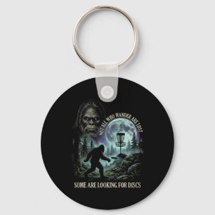 Funny Golfing Bigfoot Disc Golf Player 90s Graphic Key Ring