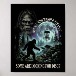 Funny Golfing Bigfoot Disc Golf Player 90s Graphic Poster