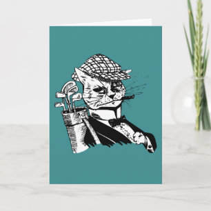 funny golfing cat holiday card