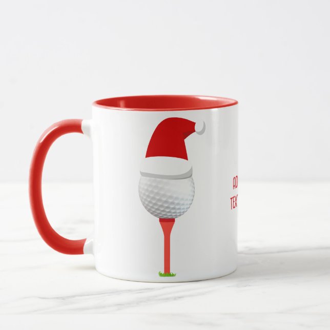 Funny Golfing Christmas Holiday Golf Ball Red Mug (Left)