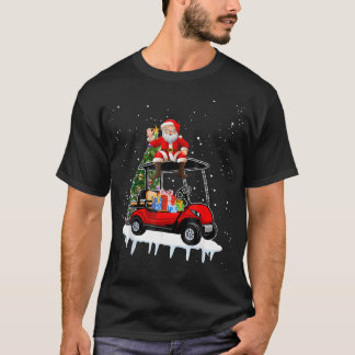 Funny Golfing Christmas Tee Holiday Golf Cart Sant