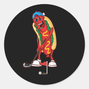Funny Golfing Hot Dog Golf Cute Golfer Meme Sport  Classic Round Sticker