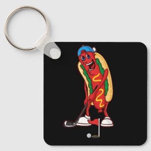 Funny Golfing Hot Dog Golf Cute Golfer Meme Sport  Key Ring