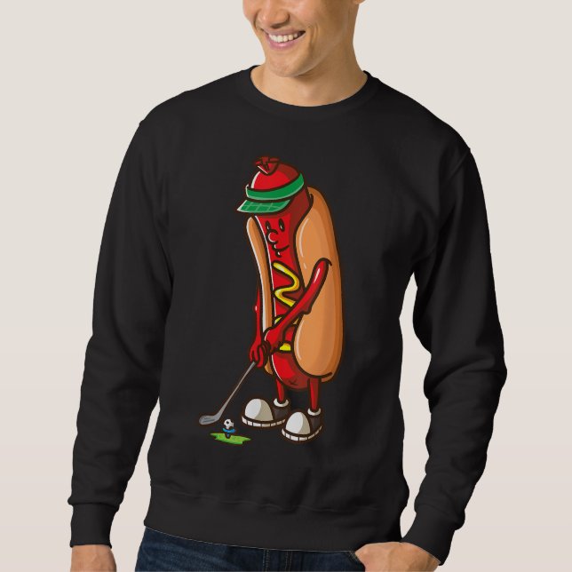 Funny Golfing Hot Dog Golf Gifts for Men Boys Golf Sweatshirt (Front)