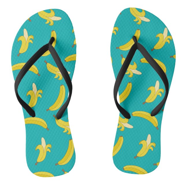 Funny Gone Bananas illustrated pattern Thongs (Footbed)