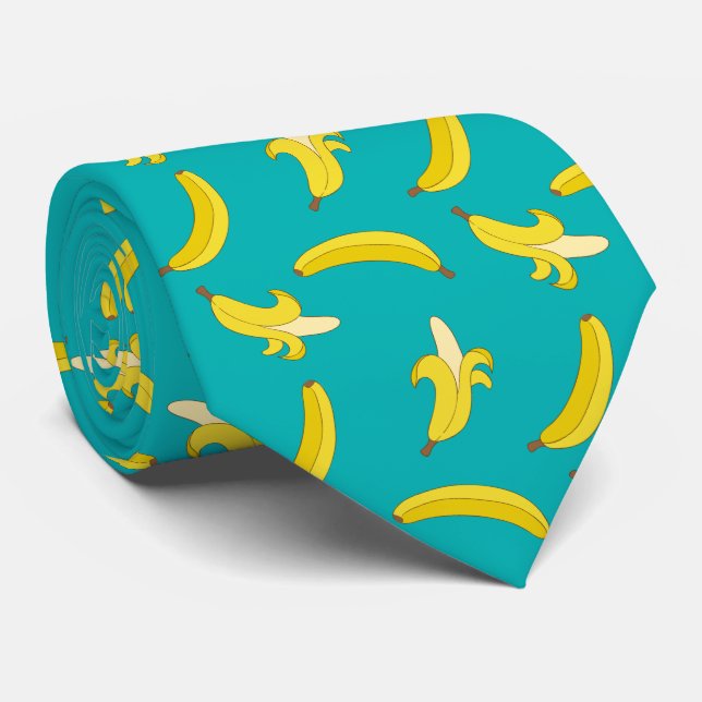 Funny Gone Bananas illustrated pattern Tie (Rolled)