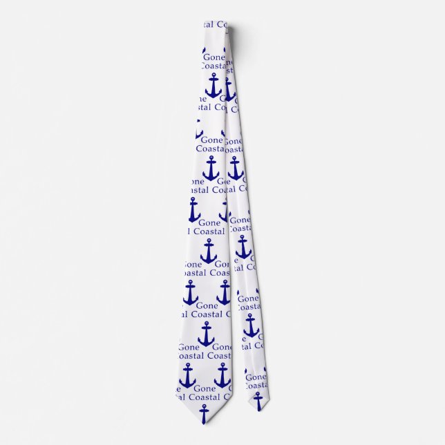 Funny Gone Coastal Nautical Blue Anchor Tie (Front)