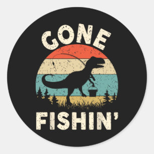 Funny Gone Fishing-shirt Men Women Youth Boys Kids Classic Round Sticker